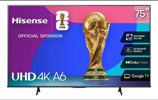 Pantalla 75" Hisense Smart T.V 4k 75A6N